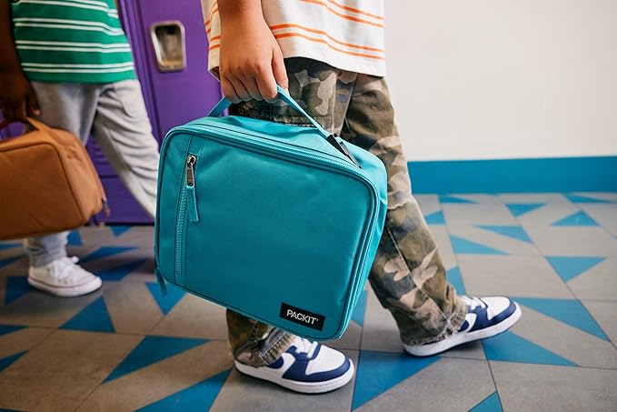 PackIt(R) Freezable Classic Lunch Box, Daisy Sage, Built with EcoFreeze(R) Technology, Collapsible, Reusable, Zip Closure With Zip Front Pocket and Buckle Handle, Designed for Fresh Lunch On the Go