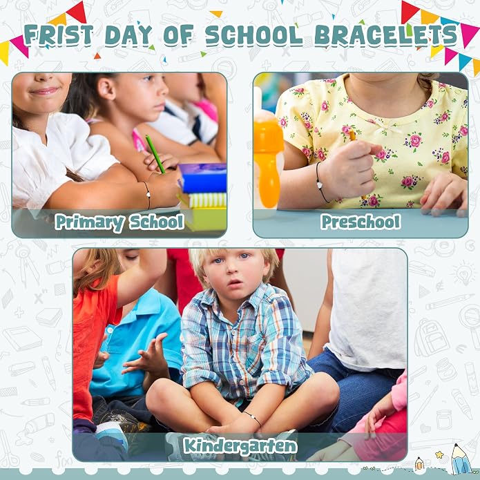 EOBOH First Day of School Bracelet Mommy and Me, Prek Matching Wish Bracelets Set, Adjustable Bracelet for Boys Girls Gifts Stuff Bulk