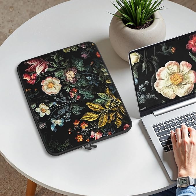 iCasso Laptop Sleeve 13 inch for MacBook Air 13-13.6 inch, Laptop case for MacBook Pro 13 inch, Slim Protective Travel Carrying Case for MacBook Pro 14 inch, Chromebook, HP, Dell, Vintage Floral