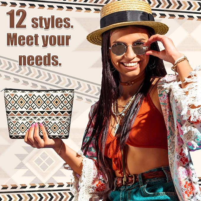 Reginary 12 Pcs Makeup Bags Cosmetic Bags with Zippers Party Favors Pouch Bulk Lovers Gifts for Women Birthday Stuff Supplies Travel Accessory