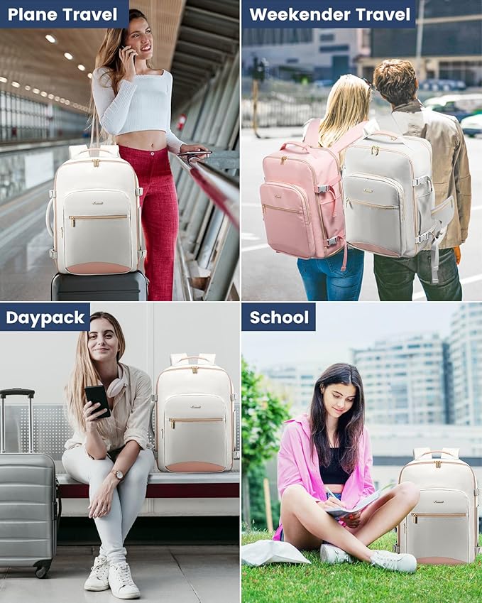 LOVEVOOK 40L Travel Backpack with Waist Strap,Flight Approved Carry on Backpack,Waterproof Personal Item Travel Bag,TSA Carry on Luggage Suitcase Travel Essentials,Gifts for Women & Men,fit 17" Laptop