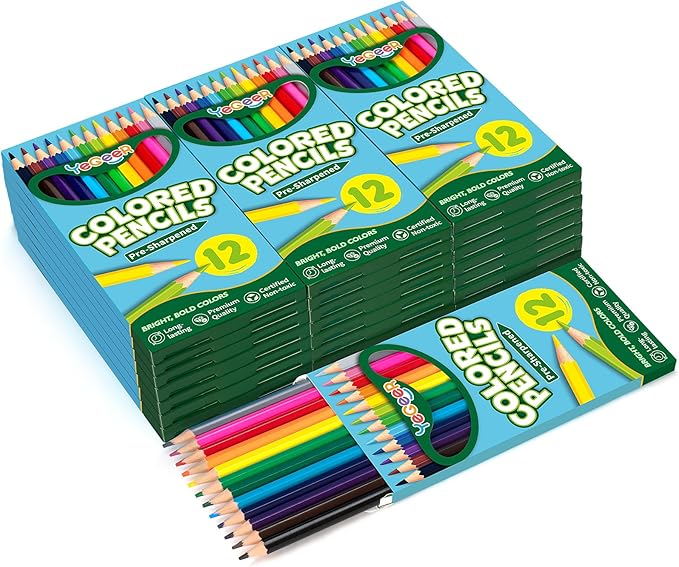 YEGEER 216 Count Colored Pencils Bulk, 12 Assorted Colors, 18 Packs Pre-sharpened Coloring Pencils Set for Kids and Adult, Teachers Essential Classroom Prizes, Back to School Supplies