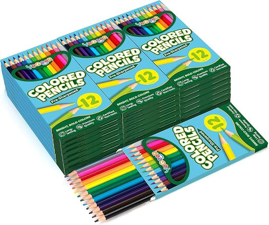 YEGEER 216 Count Colored Pencils Bulk, 12 Assorted Colors, 18 Packs Pre-sharpened Coloring Pencils Set for Kids and Adult, Teachers Essential Classroom Prizes, Back to School Supplies