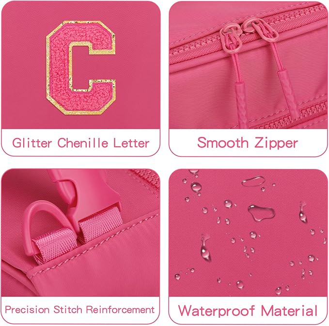 Initial Insulated Lunch Bag for Girls Kids, Back to School Gift, Reusable Leak-proof Lunch Box with Adjustable Strap for School Daycare Travel Picnic (Rosy Red,C)