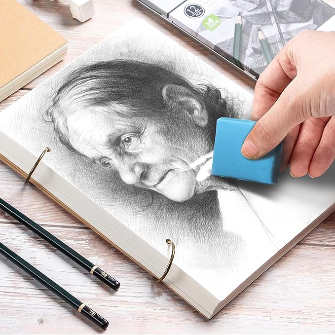 Smilo 8-Pack Blue Kneaded Erasers for Artists & Students, Non-Toxic, Moldable & Dust-Free Putty Eraser, No Smudge, Reusable Art Eraser with Storage Case for Drawing Sketching School Supplies
