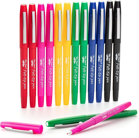 Mr. Pen- Felt Tip Pens, 12 Pack, 0.7 mm, Colorful Felt Tip Pens, Fast Dry, No Smear, Planner Markers for Underlining, Writing, Drawing, Journaling Supplies