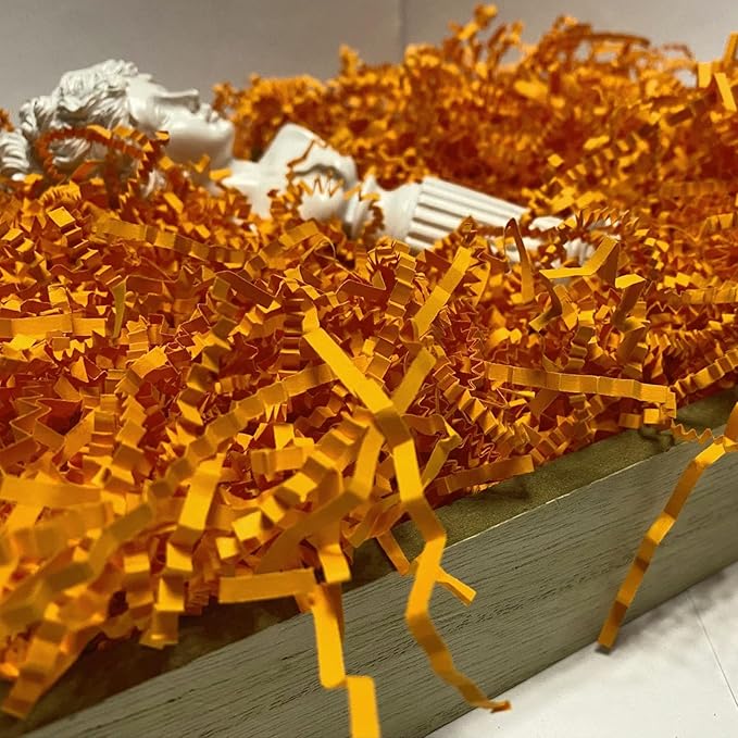 Tisspoms 1LB Orange Crinkle Cut Paper Shred Filler, Paper Shreds for Basket Fillers, Birthday, Gift Wrapping, Anniversary, Wedding, Halloween, Thanksgiving, Christmas Gift Decor Party Filler