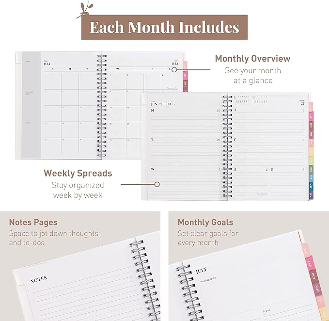 Rileys Academic Planner 2026-2027, Daily, Weekly & Monthly Planner, July 2026 - June 2027, Student Notes Pages, Twin-Wire Binding, Weekly Agenda for School & Work (8 x 6-Inches, Geographic, Black)
