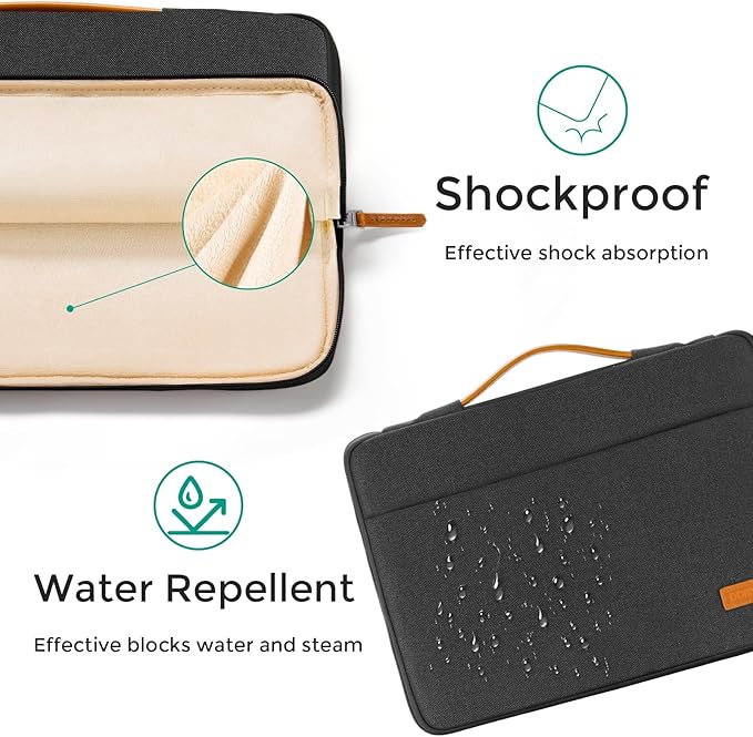 DOMISO 15.6 inch Laptop Case Sleeve Protective Cover Compatible with 16 inch MacBook Pro M4 M3 M2/Pro Max,15.6-16 inch HP Dell ASUS Lenovo Chromebook,Notebook computer carrying cases,Black
