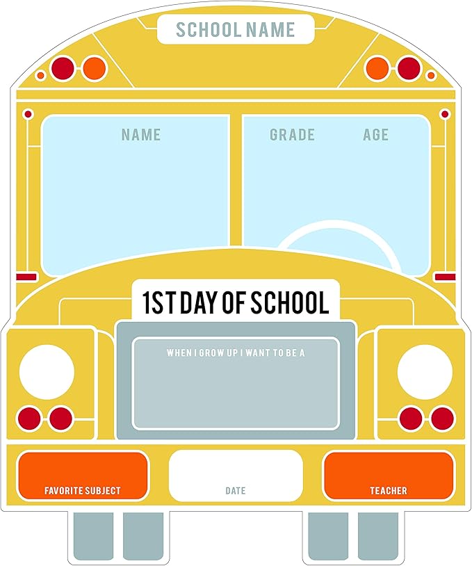 School Bus First and Last Day Sign Set / 12" x 12" Reusable Whiteboard Photo Props/Back to School Classroom Dry Erase Signs