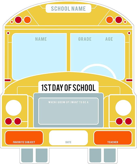 School Bus First and Last Day Sign Set / 12" x 12" Reusable Whiteboard Photo Props/Back to School Classroom Dry Erase Signs
