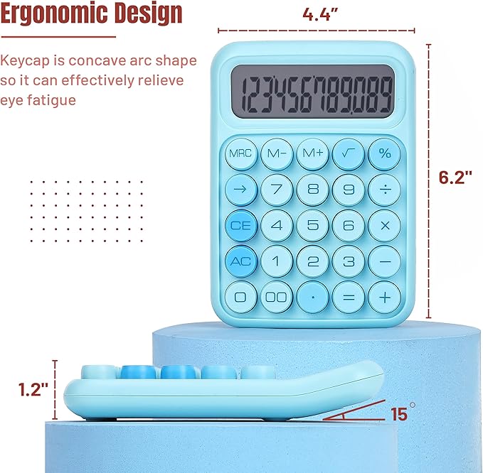 Mr. Pen- Mechanical Switch Calculator, 12 Digit Large LCD Display, Blue with Big Buttons, Mechanical Switch Calculator for Home, School, Office