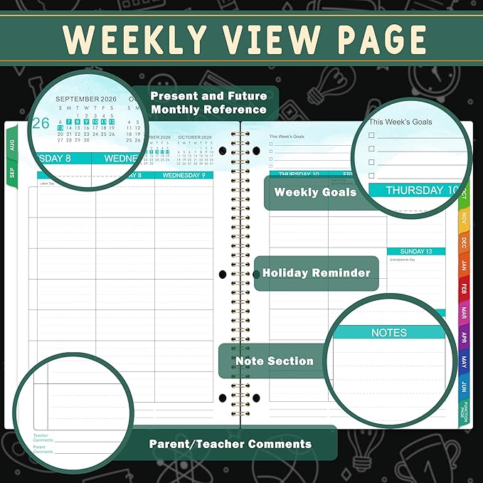 Student Planner 2026-2027 - School Planner 2026-2027, Aug. 2026 - Jun. 2027, 9" × 11", Student Lesson Book with 368 Stickers, Monthly Tabs, 3-Hole Punched, Perfect for Academic Year