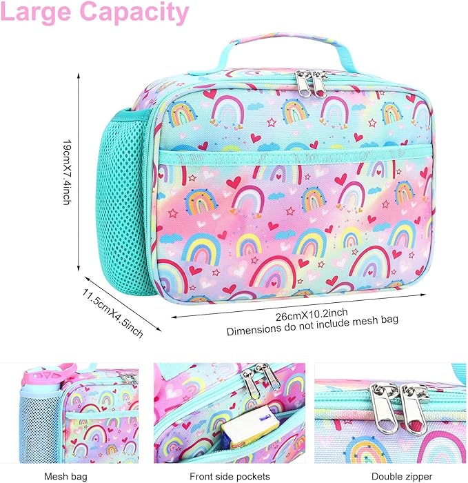 RHCPFOVR Kids Lunch Bag - Insulated Lunch Box for Boys Girls,Washable Lunch Bag and Reusable Toddler Leak-proof Lunchbox for School and Daycare