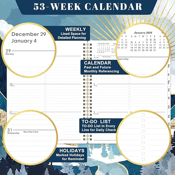 2026 Planner - JAN 2026 - DEC 2026, Planner 2026, 8'' x 10'', 2026 Planners Weekly Monthly, Spiral Bound, Back Pocket, Cardboard Cover