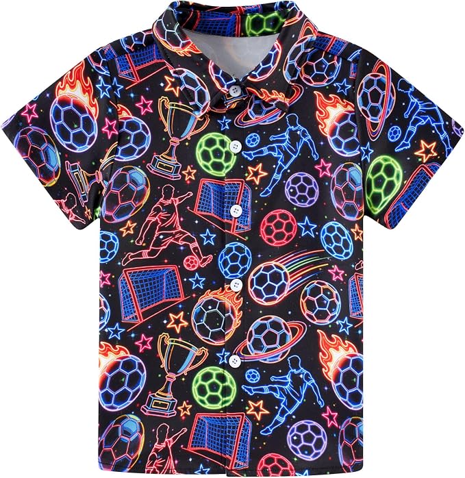 Enlifety 2-10T Kids Hawaiian Shirt Boys Short Sleeve Button Down Shirts Hawaii Summer Casual Blouse