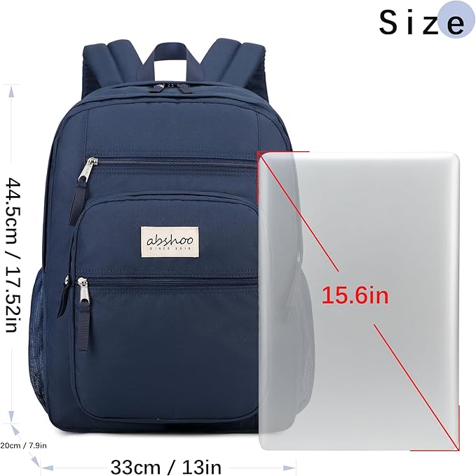 abshoo 34L Big Student Backpack for School Water Resistant Lightweight College Bookbag Travel Backpack (Navy)