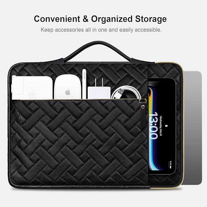 Lacdo 360° Protective 16 Inch Laptop Sleeve Case for 16 Inch HP ASUS Acer Dell Laptop/HP Pavilion Envy/ThinkPad IdeaPad/Acer Swift/ASUS Vivobook/Dell Computer Bag, Elegant Black