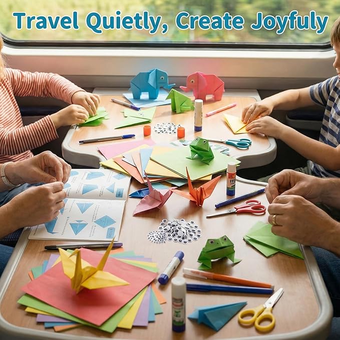 Koogel 250 Sheets Origami Paper Craft Kits, Color Paper 6"x 6" with Origami Book, DIY Art Projects Set for Beginners