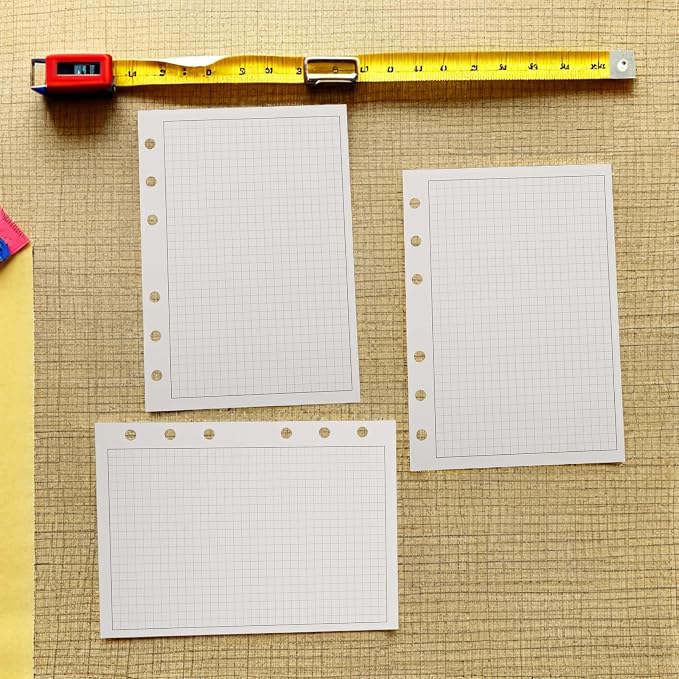 100pcs Loose Leaf Grid Paper Refill Ring Binders Reinforced Thick Planner Filler Pages with Punch for Journals Daily Planning School Projects and Office Organization