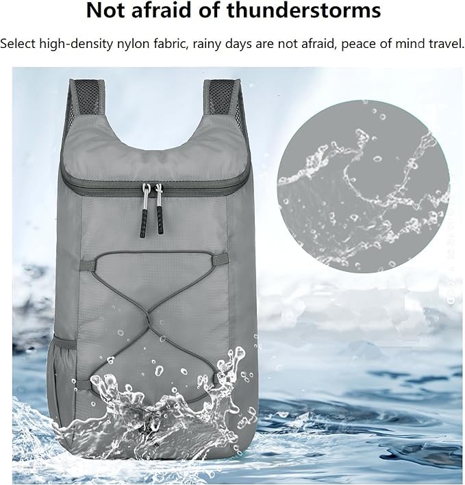 levayhill 16L Lightweight Foldable Hiking-Backpack Small Packable-Daypack For Travel,Ultralight Water-Resistant Gym Bag Men Women Easy Carry-on (Gray)