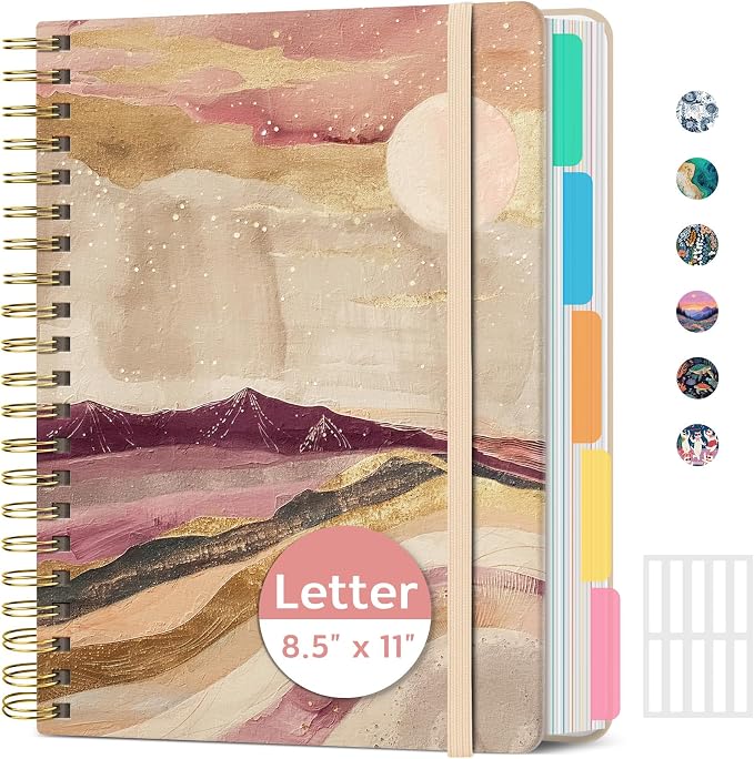 ZOTIA Large Spiral Notebooks for Work 5 Subject with Removable Dividers