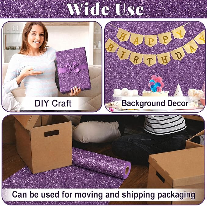 Glitter Purple Bulletin Board Roll Non-Woven Fabric Poster 15.7" x12ft