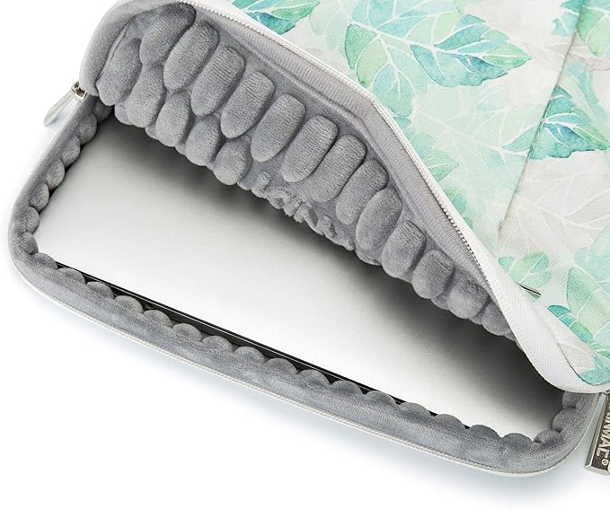 Kinmac 360 Degree Protective Laptop Sleeve Case Bag with Handle for MacBook Air 15 inch and 15 inch-15.6 inch HP Lenovo Dell ASUS Acer Notebook Computer (Green Leaf)
