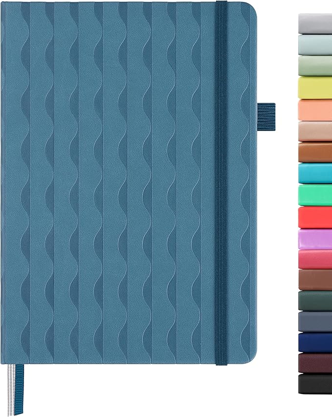 &And Per Se Lined Journal Notebook for Women&Men with Pattern, 160 Pages 100GSM Thick Paper, A5 Hardcover Journals for Writing(Blue)