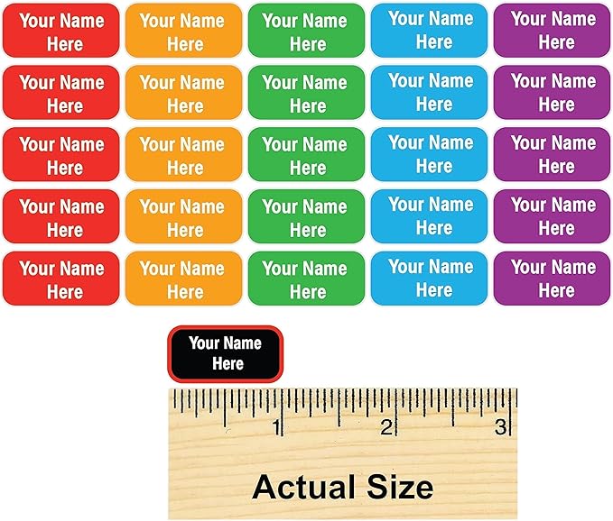 Personalized Waterproof Name Labels Press and Stick Custom Name Stick on Clothing Labels. Customized Up to 3 Lines Great for Camp & Daycare (Sports)