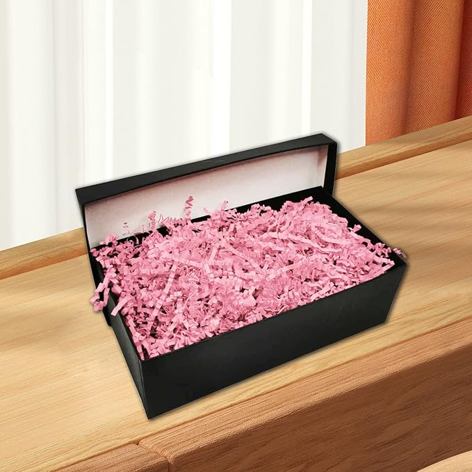 Tisspoms 1LB Pink Crinkle Cut Paper Shred Filler, Paper Shreds for Basket Fillers, Birthday, Gift Wrapping, Anniversary, Wedding, Halloween, Valentine's Day, Christmas Gift Decor Party Filler