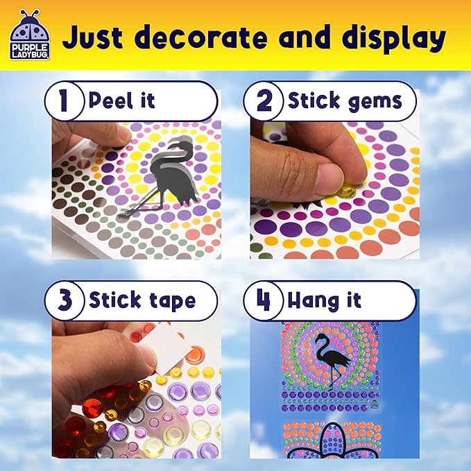 SUNGEMMERS Window Art Kids Crafts - Fun Arts and Crafts for Kids Ages 8-12 & Birthday Gifts for Girls 6 7 8 9 10 Year Old - Summer Craft for Girls 8-12, Summer Toys for Ages 5-7, Diamond Art Kit