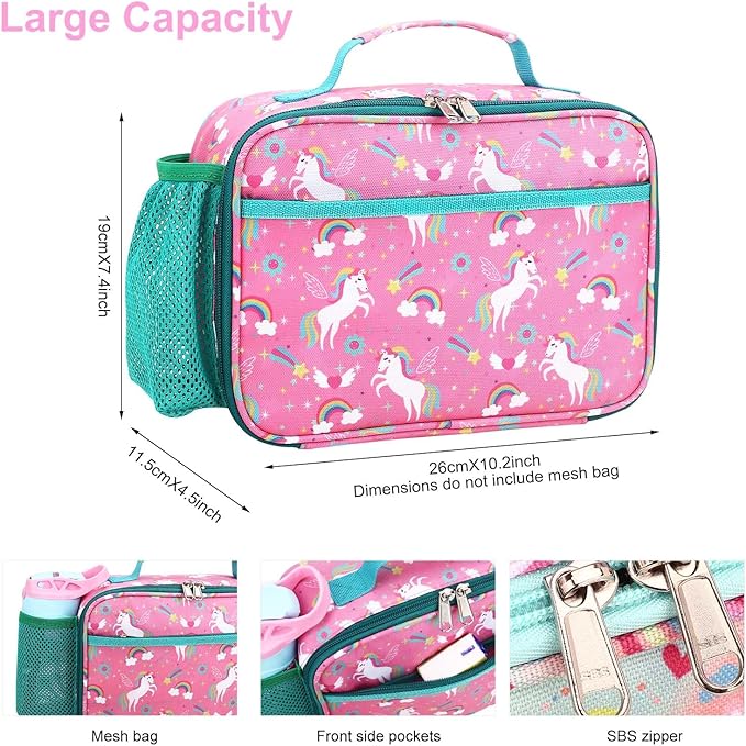 RHCPFOVR Kids Lunch Bag - Insulated Lunch Box for Boys Girls,Washable Lunch Bag and Reusable Toddler Leak-proof Lunchbox for School and Daycare