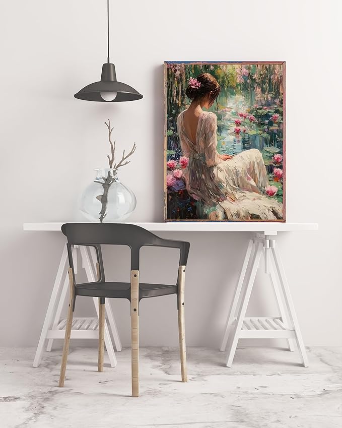 5DDIYART Lotus Woman Paint by Numbers for Adults Beginner, Paint by Number Kits on Canvas, Easy Acrylic Painting Home Wall Decor 16x20 inch