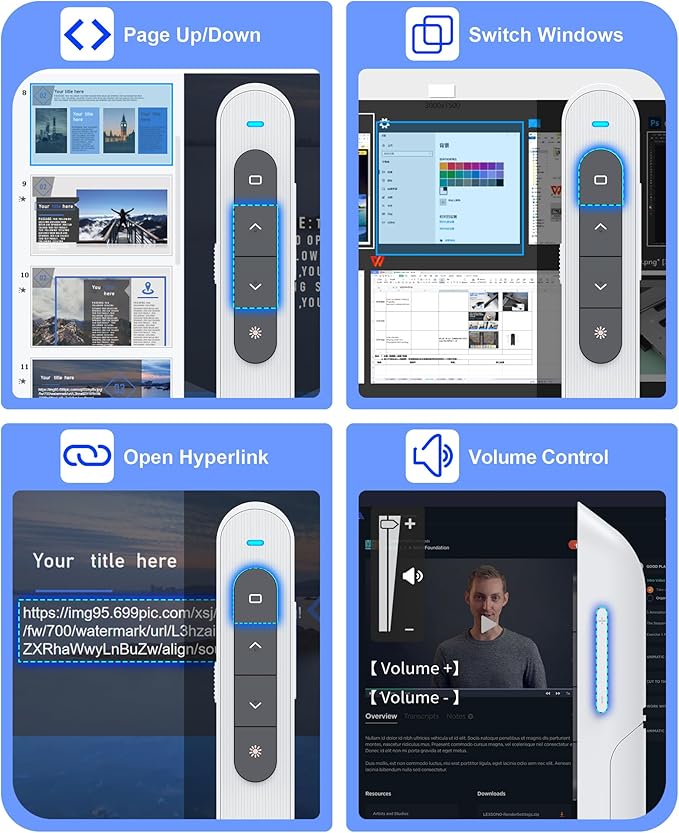 Presentation Clicker Wireless Presenter,2.4GHz Presenter Clicker PPT Clicker on Laptop Computer, Presentation Remote Clicker for Office Classroom