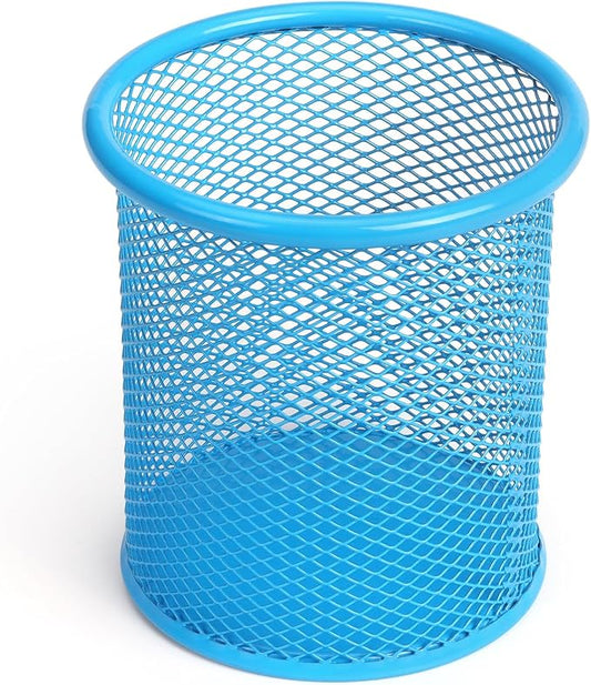 Tamaki Pen Holder Cup for Desk, Wire Mesh Pencil Cup Holder, Blue | Pen Cup for Desk Office Pen Organizer