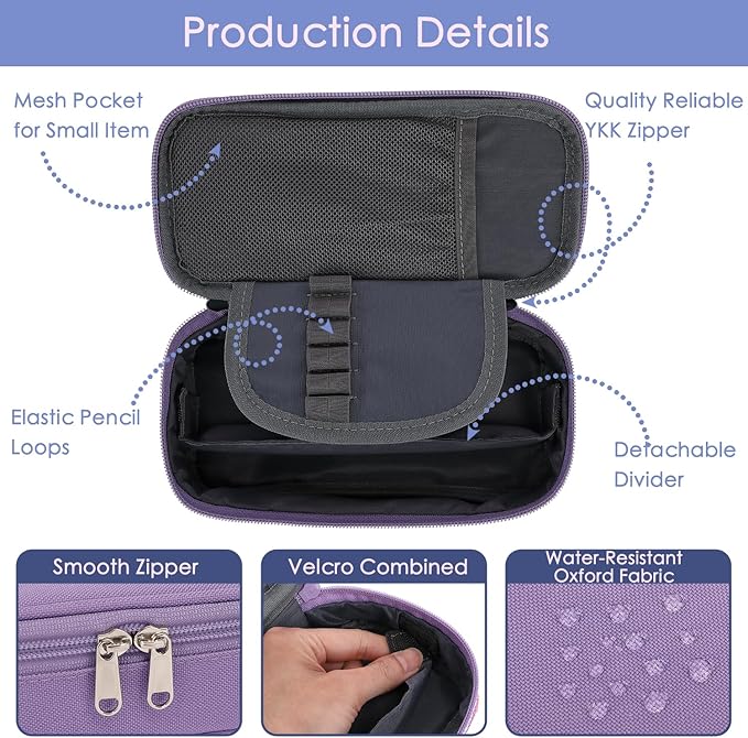 FlowFly Large Capacity Pencil Case for Kids, Boys & Girls – Zippered Multi-Functional Pen Pouch, Soft & Portable Pencil Bag for School, Teens, Students, Purple