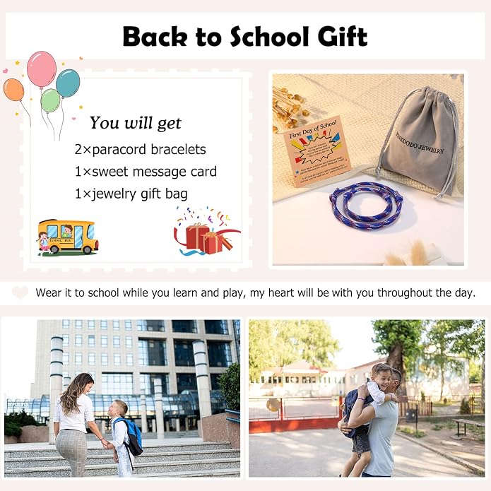 PINKDODO First Day of School Bracelet Back to School Gifts Mommy and Me Bracelets Mother Son Bracelet