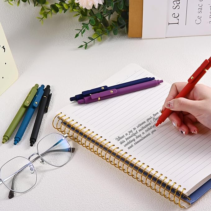 Gel Pens, 6 Pack 0.5mm Fine Point Pen Black Ink with 6 Refills, Quick Dry & No Smear, Smooth Writing Pens for Journaling, School, Aesthetic Office Supplies, Nurse Pens