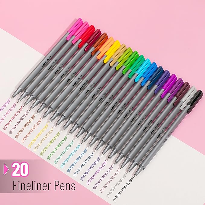 Mr. Pen- Colored Fineliner Pens, 20 Pack, 0.4mm Fine Point, Smooth Bible Journaling Pens for Detailed Drawing, Note-Taking, Coloring, Sketching, Planning & Art Projects, School Supplies