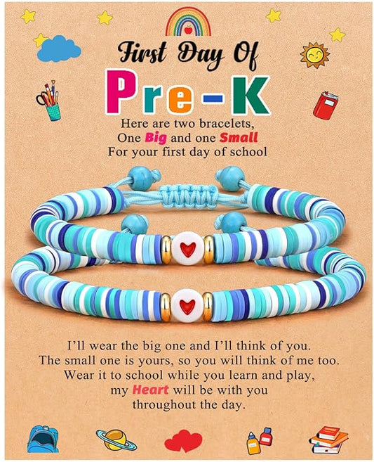 UPROMI First Day of Preschool/Kindergarten/1st Grade/2nd Grade/School Gift, Back to School Bracelet Mommy and Me Dad and Son
