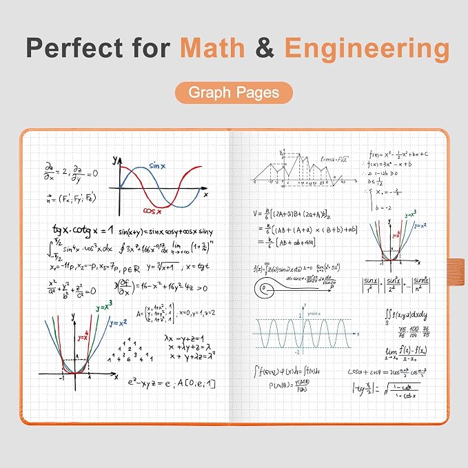 AHGXG Graph Grid Paper Notebook, 160 Pages, A5 Medium Size (5.7'' x 8.3'')
