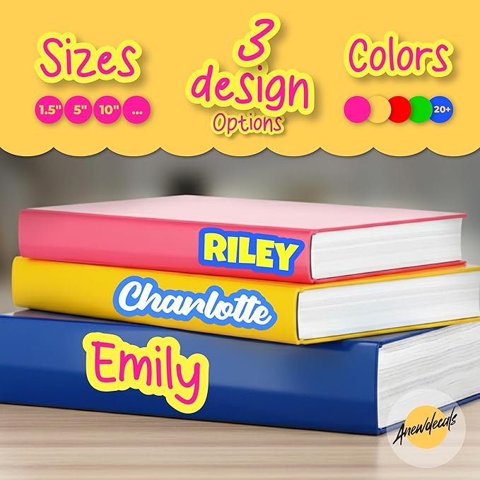 Custom Name Labels for Kids – Waterproof Personalized Vinyl Stickers for School Supplies, Daycare, Tumblers, Camp, Water Bottles, Lunch Boxes, Kids Stuff