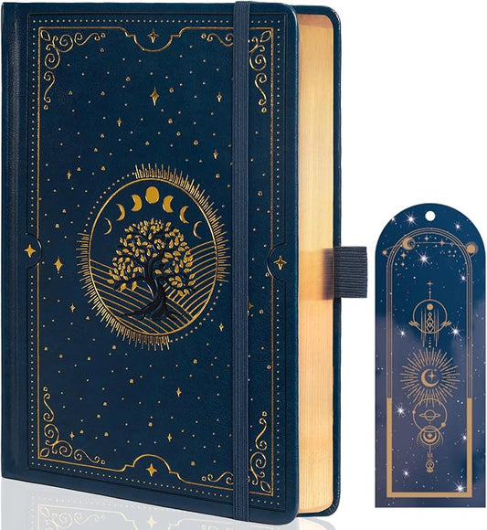 TIEFOSSI Tree of Life Journal, A5 Lined Journal for Women Men, Aesthetic Notebook with 316 Numbered Pages, Hardcover Vegan Leather Journals with Bookmark, 100 GSM Thick Paper
