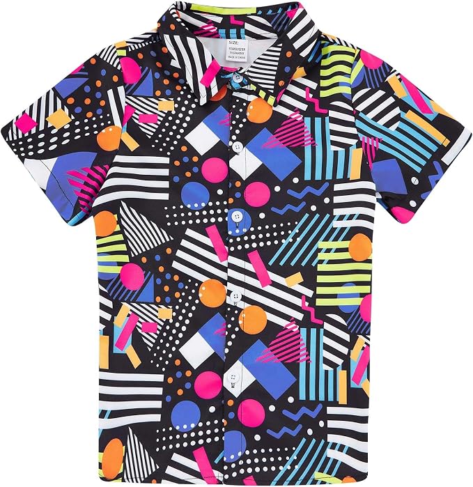 Enlifety 2-10T Kids Hawaiian Shirt Boys Short Sleeve Button Down Shirts Hawaii Summer Casual Blouse