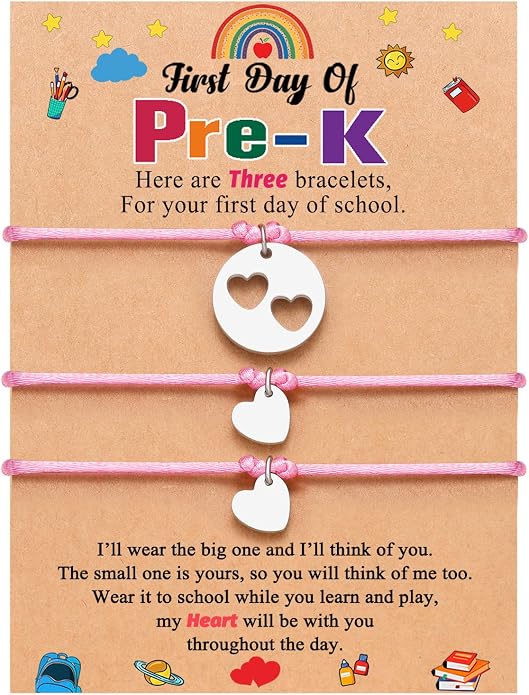 3PCS First Day of Preschool/Kindergarten/1st Grade Gift, Back to School Bracelets Set for 3