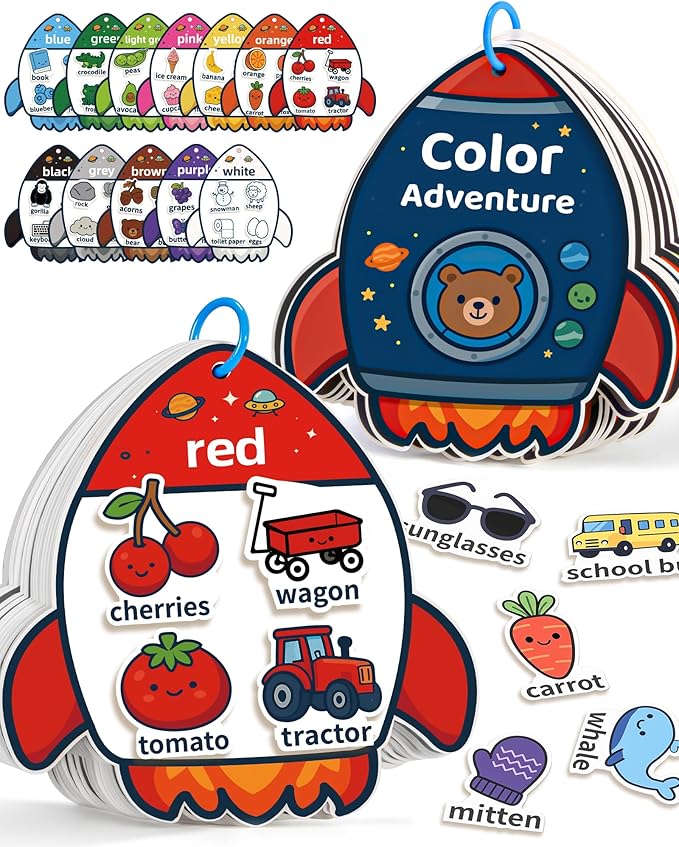 Montessori Busy Book Color Sorting Toys for 3 Year Old, Preschool Learning Activities & Educational Toys, Toddlers Quiet Book with Sensory Fine Motor Skills Matching Games for Boys Girls