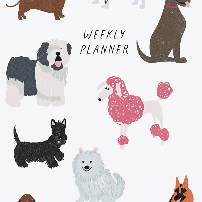 Minted Pooches Gracias 2026 Weekly & Monthly Undated Planner, 5.5" x 8.5" Dog Print Spiral Bound Planner Notebook, 132 Pages, Fun & Functional Undated Calendar Organizer