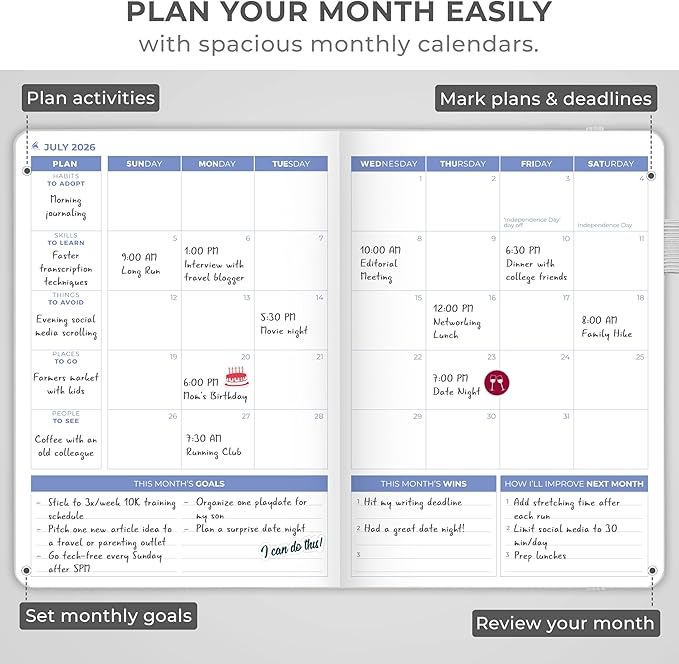 Clever Fox Planner 2nd Edition Dated Jan 2026-Jan 2027 – Colorful Weekly & Monthly Goal Setting Planner, Habit Trackers, Time Management and Productivity Organizer, Gratitude Journal, A5 (White)