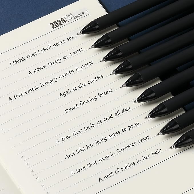 Mr. Pen- Retractable Gel Pens, 8 Pack, Black Ink, Black Barrels, Fine Point 0.5 mm, Fast Dry, Smooth Writing, Cute Pens for Drawing, Writing Planner and School Supplies